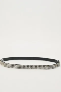 Crystal-embellished grosgrain velcro skinny waist belt