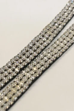 Crystal-embellished grosgrain velcro skinny waist belt