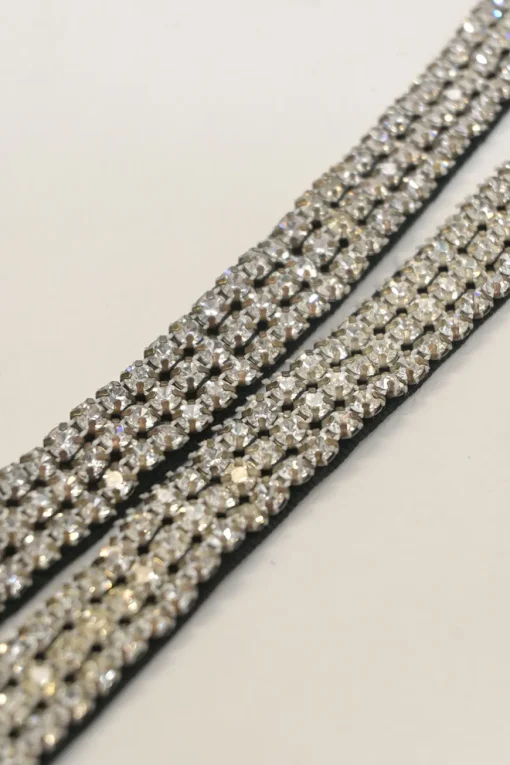 Crystal-embellished grosgrain velcro skinny waist belt