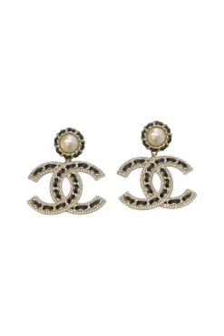 Crystal-embellished metal and resin faux pearl Coco Mark post drop stud earrings