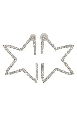 Crystal-embellished metal star hoop earrings
