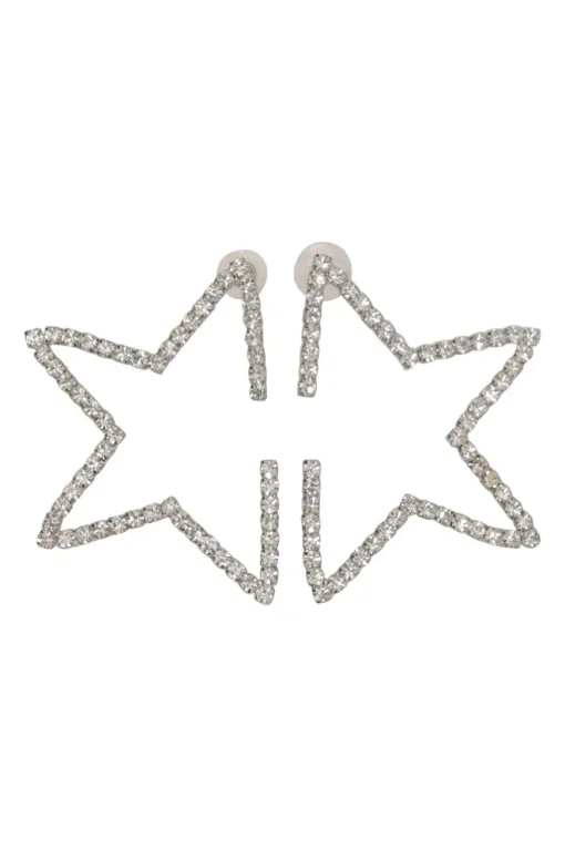 Crystal-embellished metal star hoop earrings