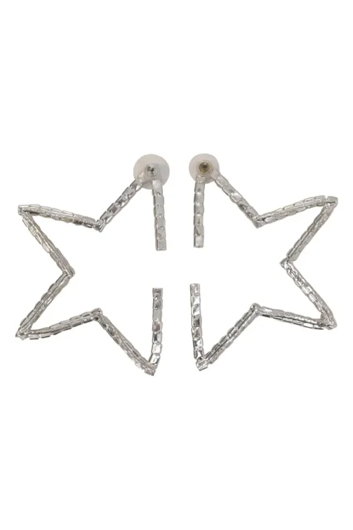 Crystal-embellished metal star hoop earrings