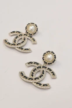 Crystal-embellished metal and resin faux pearl Coco Mark post drop stud earrings