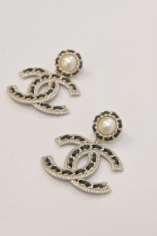 Crystal-embellished metal and resin faux pearl Coco Mark post drop stud earrings