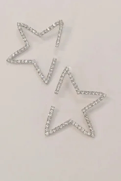 Crystal-embellished metal star hoop earrings