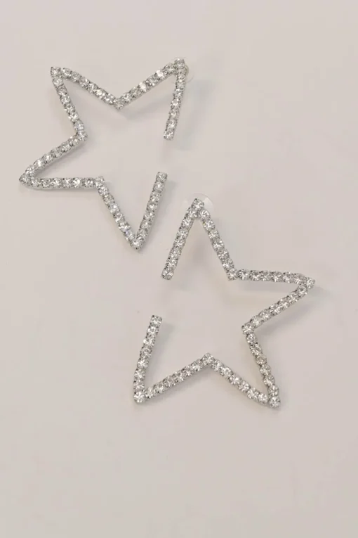 Crystal-embellished metal star hoop earrings