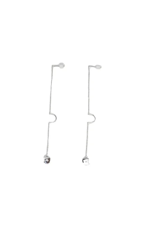 Crystal-embellished rhodium-plated sterling silver Ginger disc chain threader earrings