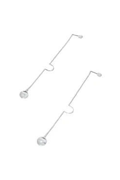 Crystal-embellished rhodium-plated sterling silver Ginger disc chain threader earrings