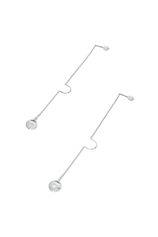 Crystal-embellished rhodium-plated sterling silver Ginger disc chain threader earrings