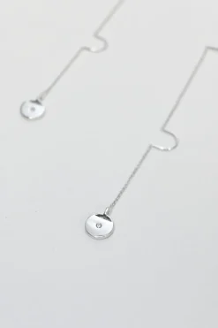 Crystal-embellished rhodium-plated sterling silver Ginger disc chain threader earrings