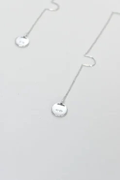 Crystal-embellished rhodium-plated sterling silver Ginger disc chain threader earrings