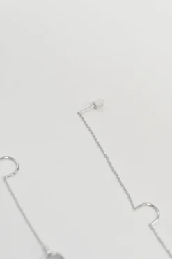 Crystal-embellished rhodium-plated sterling silver Ginger disc chain threader earrings