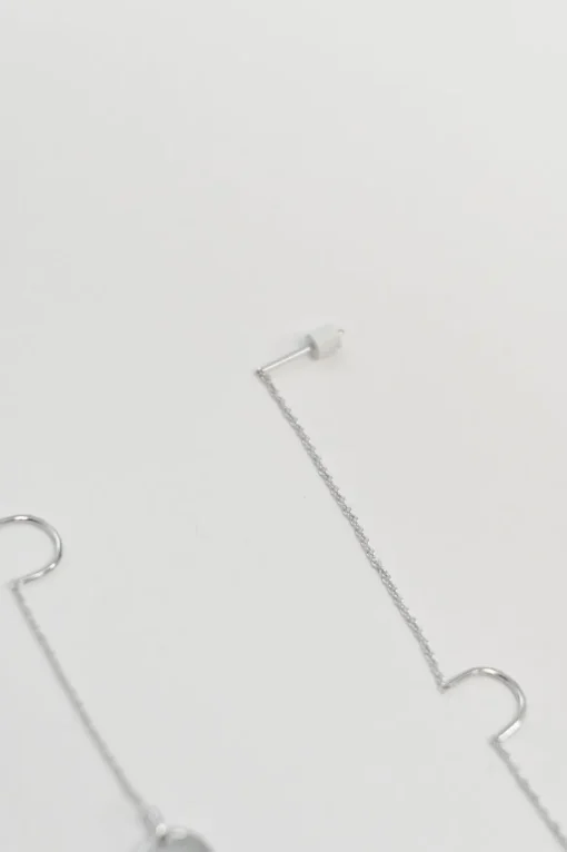 Crystal-embellished rhodium-plated sterling silver Ginger disc chain threader earrings