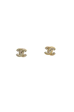 Crystal-embellished silver-tone metal Coco Mark stud earrings