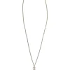 Crystal-embellished silver-finish metal and resin faux pearl Coco Mark drop pendant necklace