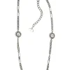 Crystal-embellished silver-finish metal floral station necklace with lobster clasp closure
