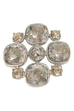 Crystal-embellished silver-tone metal Coco Mark brooch