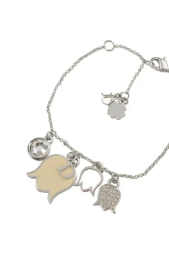 Crystal-embellished silver-tone metallic tulip adjustable charm bracelet with lobster clasp closure