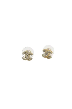 Crystal-embellished silver-tone metal Coco Mark stud earrings
