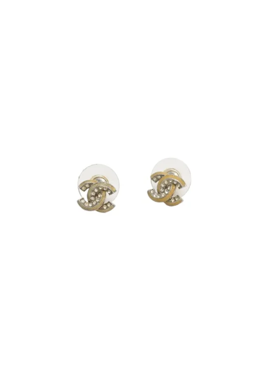 Crystal-embellished silver-tone metal Coco Mark stud earrings