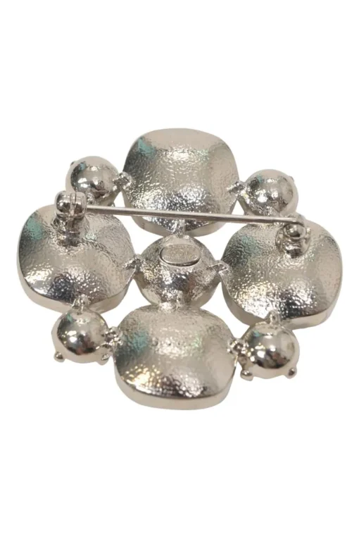 Crystal-embellished silver-tone metal Coco Mark brooch