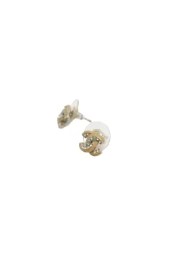 Crystal-embellished silver-tone metal Coco Mark stud earrings