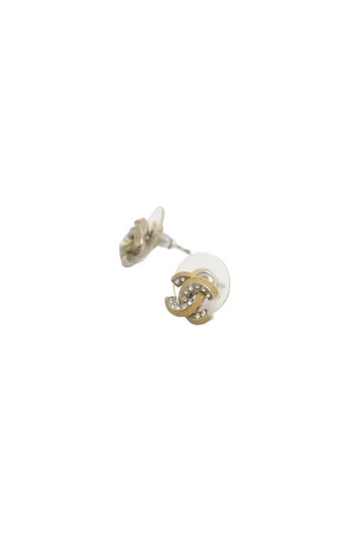 Crystal-embellished silver-tone metal Coco Mark stud earrings