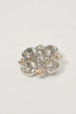 Crystal-embellished silver-tone metal Coco Mark brooch