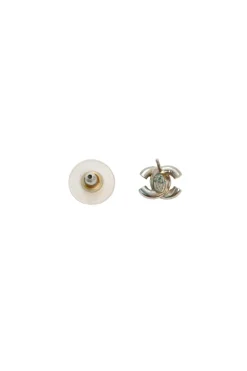 Crystal-embellished silver-tone metal Coco Mark stud earrings