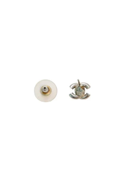 Crystal-embellished silver-tone metal Coco Mark stud earrings