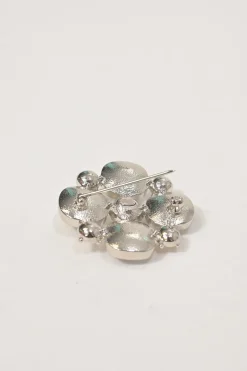 Crystal-embellished silver-tone metal Coco Mark brooch