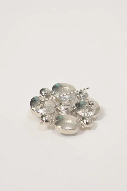 Crystal-embellished silver-tone metal Coco Mark brooch