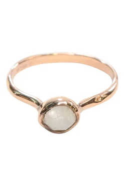 18ct rose gold vermeil on hammered sterling silver Siren stacking ring with pavé set natural moon stone