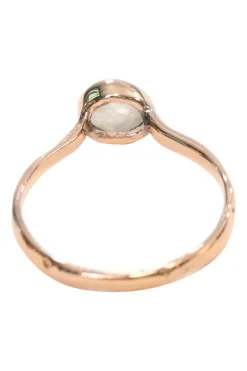 18ct rose gold vermeil on hammered sterling silver Siren stacking ring with pavé set natural moon stone