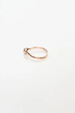 18ct rose gold vermeil on hammered sterling silver Siren stacking ring with pavé set natural moon stone