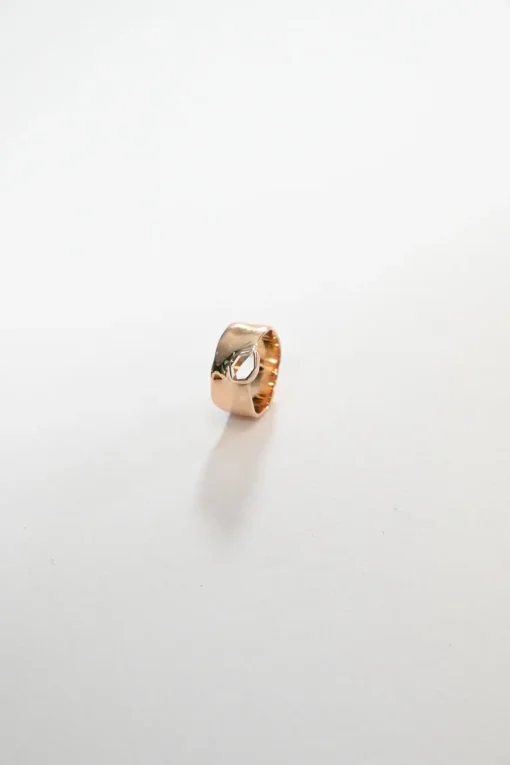 18ct rose gold vermeil on hammered sterling silver Siren wide band with pavé-set natural white topaz