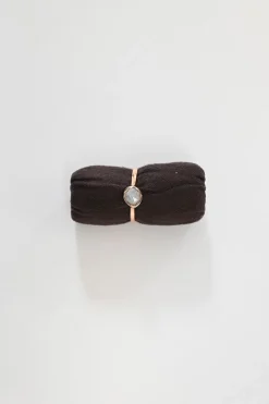 18ct rose gold vermeil on hammered sterling silver Siren stacking ring with pavé set natural moon stone