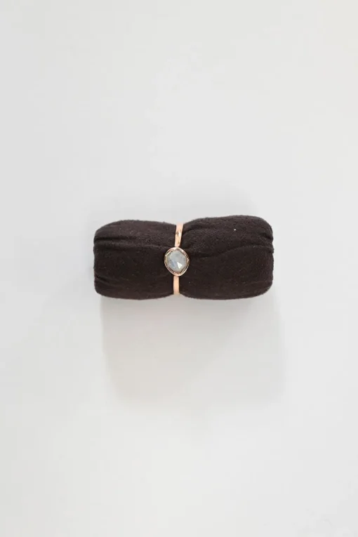 18ct rose gold vermeil on hammered sterling silver Siren stacking ring with pavé set natural moon stone