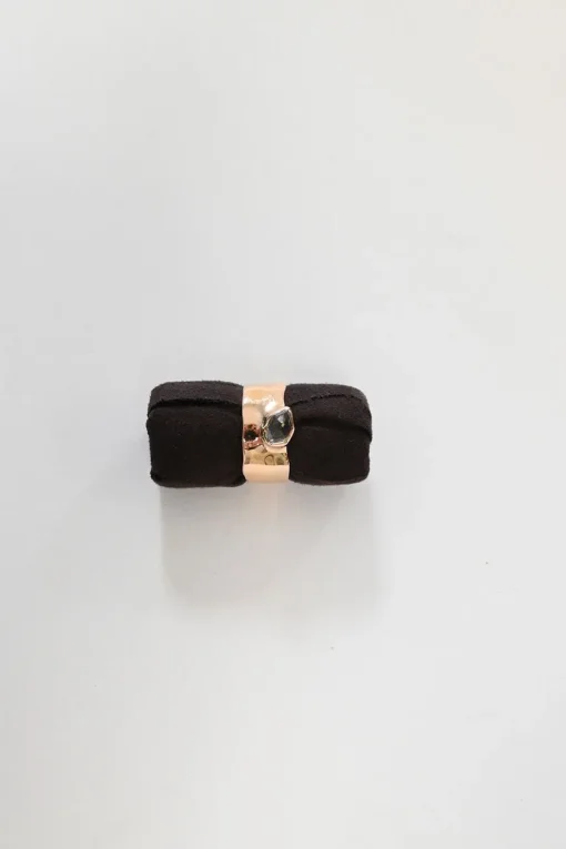 18ct rose gold vermeil on hammered sterling silver Siren wide band with pavé-set natural white topaz