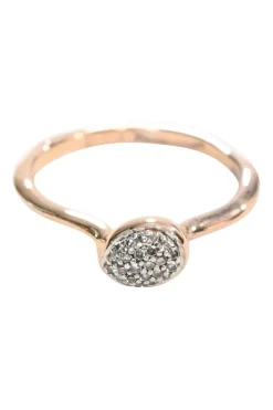 18ct rose gold vermeil on sterling silver Nura teardrop stacking ring with pavé-set H-I diamonds