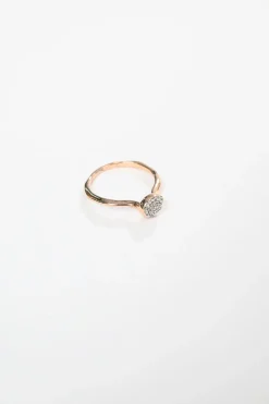 18ct rose gold vermeil on sterling silver Nura teardrop stacking ring with pavé-set H-I diamonds