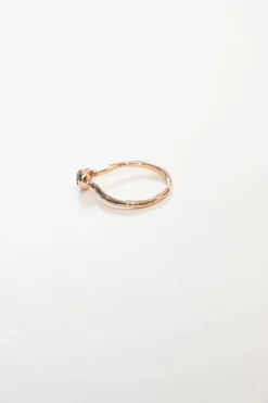 18ct rose gold vermeil on sterling silver Nura teardrop stacking ring with pavé-set H-I diamonds