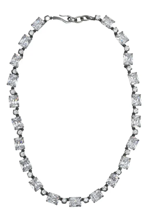 Cubic Zirconia sterling silver choker necklace
