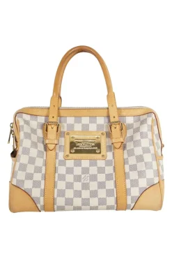 'Damier Azur Berkeley Boston' Leather Handbag