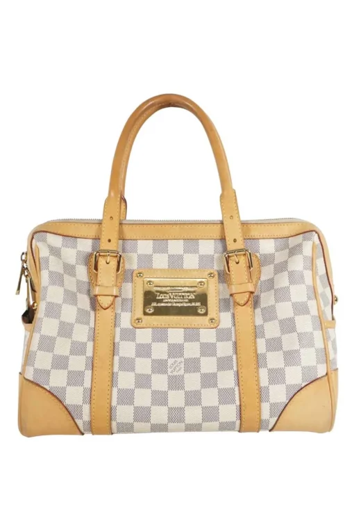 'Damier Azur Berkeley Boston' Leather Handbag