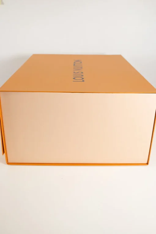 Damier Azur canvas Boite Chapeaux Hat Box 40 with natural cowhide leather, adjustable top handle and polished brass hardware.