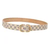 Damier azure coated canvas and leather buckle belt with gold-finish hardware