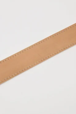 Damier azure coated canvas and leather buckle belt with gold-finish hardware