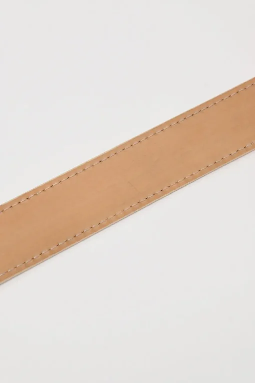 Damier azure coated canvas and leather buckle belt with gold-finish hardware